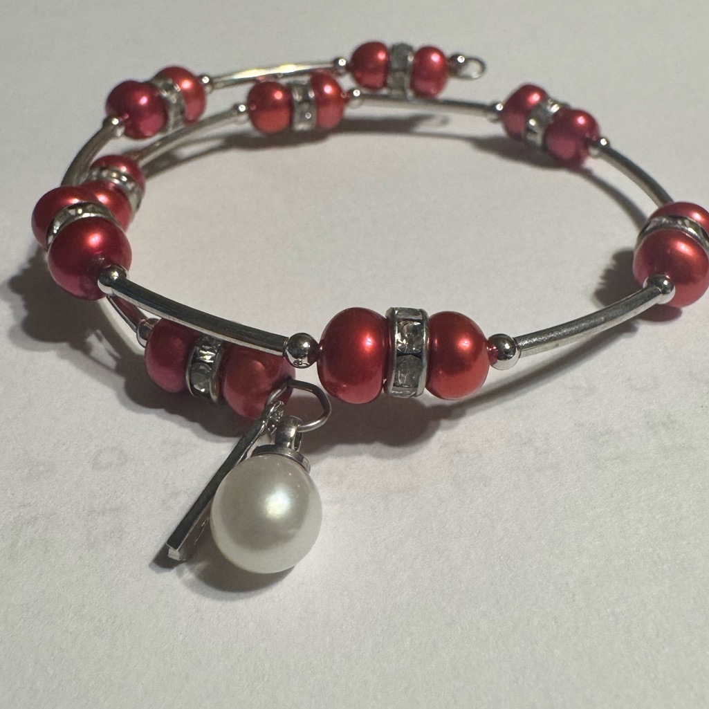 Christmas Red Vantel Pearls Bracelet 28$